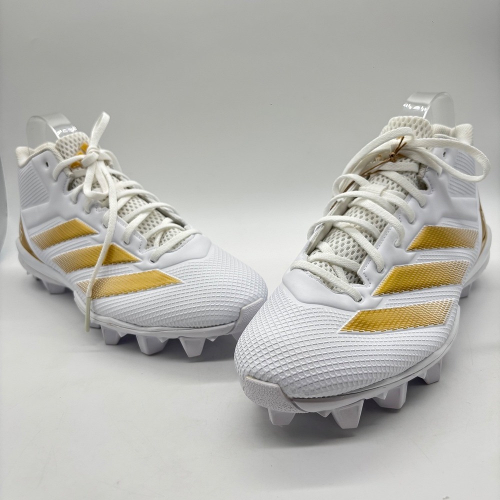 NEW Adidas Football Cleats Mens‎ 11 White Gold Adizero Impact.2 MD Shoes